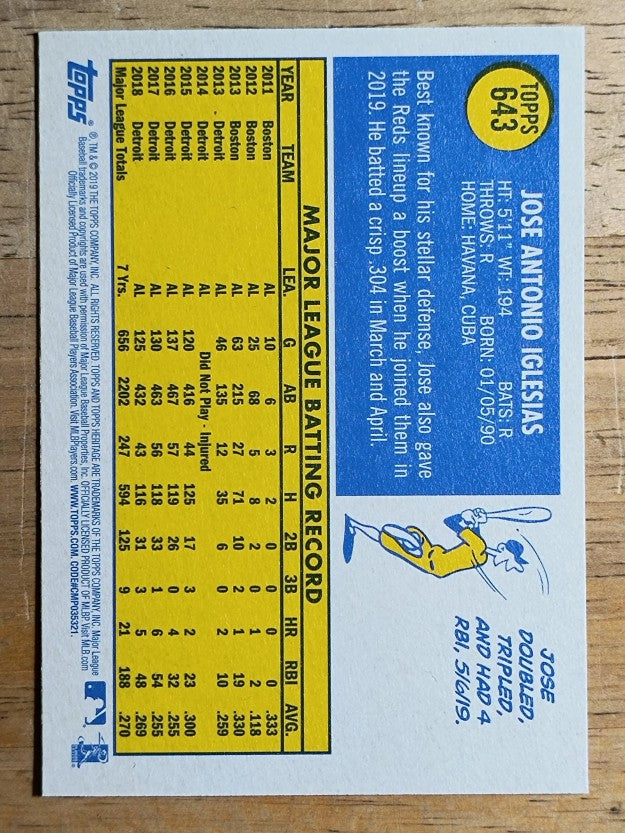 2019 Topps Heritage #643 Jose Iglesias