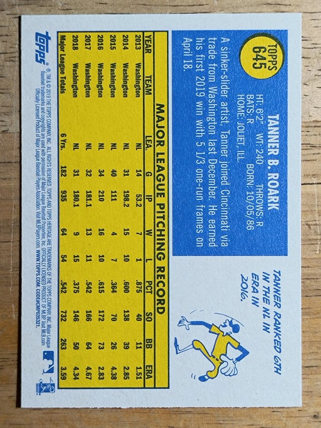 2019 Topps Heritage #645 Tanner Roark