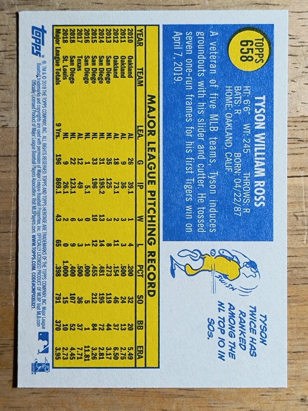 2019 Topps Heritage #658 Tyson Ross