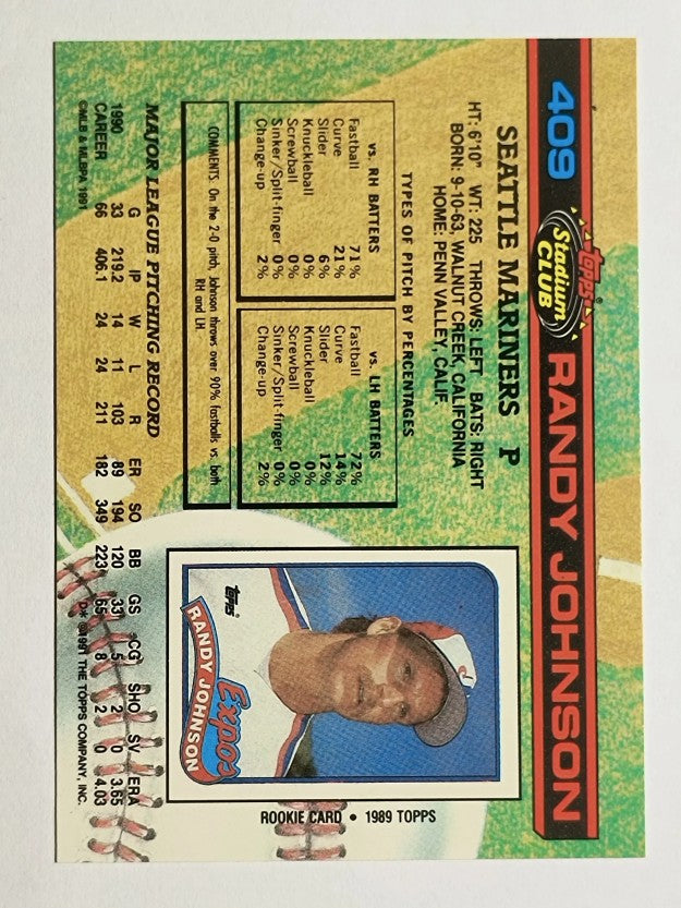 1991 Stadium Club #409 Randy Johnson