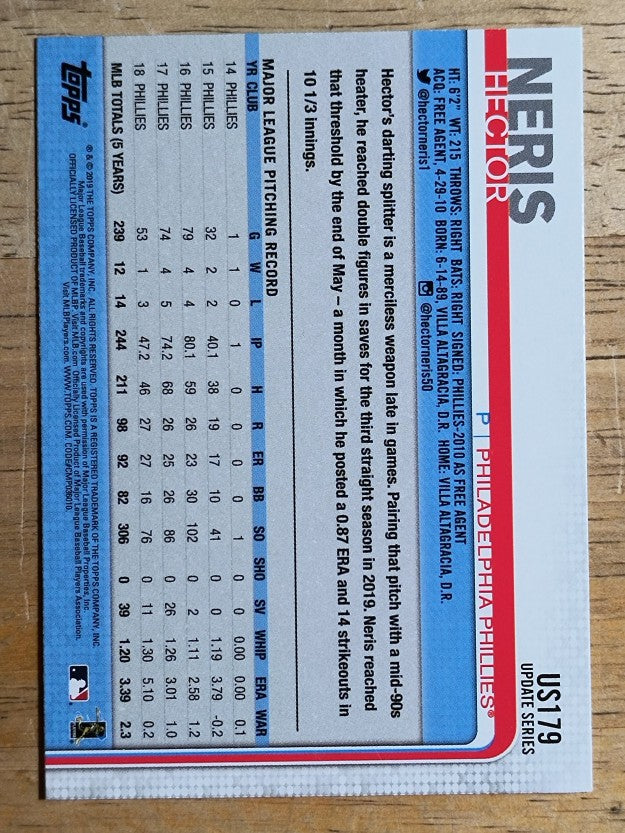 2019 Topps Update #US179 Hector Neris