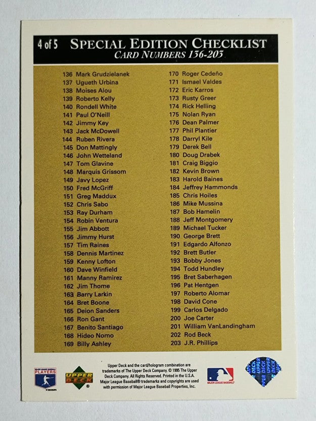 1995 Upper Deck Checklists #4B Randy Johnson