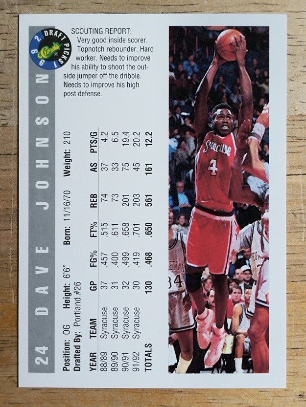 1992 Classic #24 David Johnson