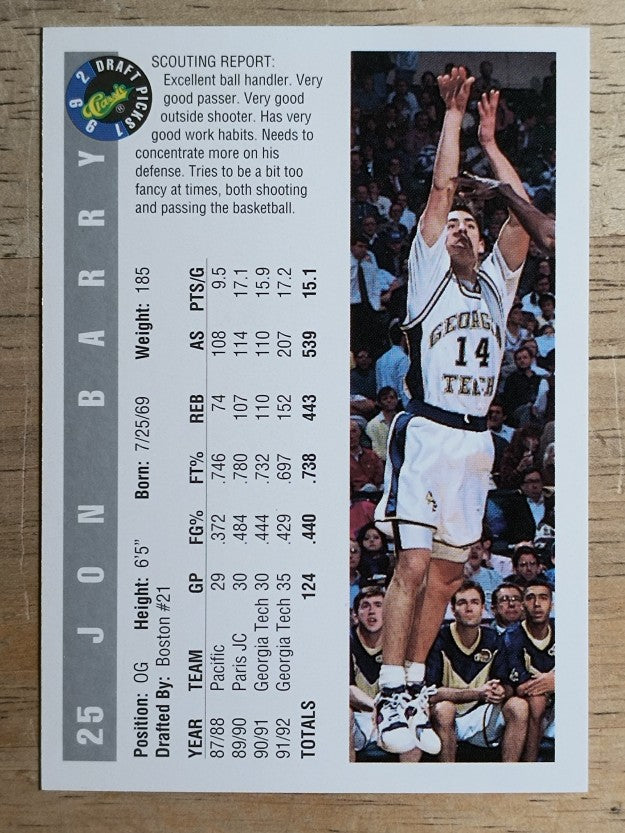 1992 Classic #25 Jon Barry