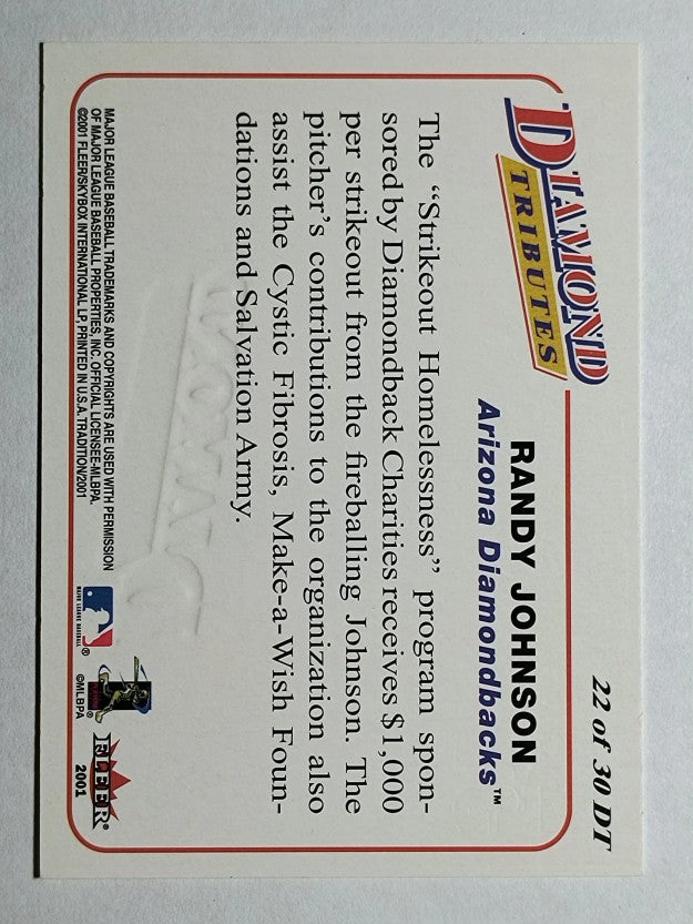 2001 Fleer Tradition Diamond Tributes #DT22 Randy Johnson