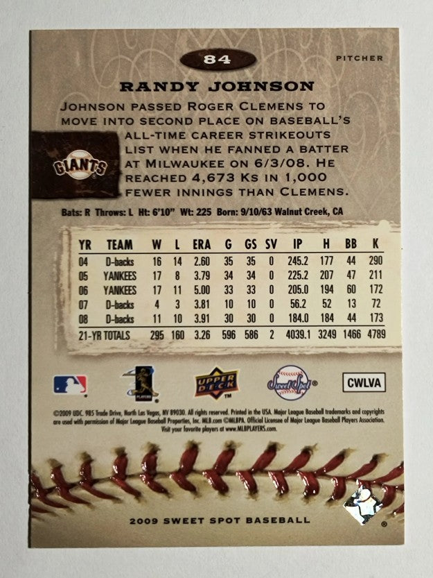 2009 Sweet Spot #84 Randy Johnson