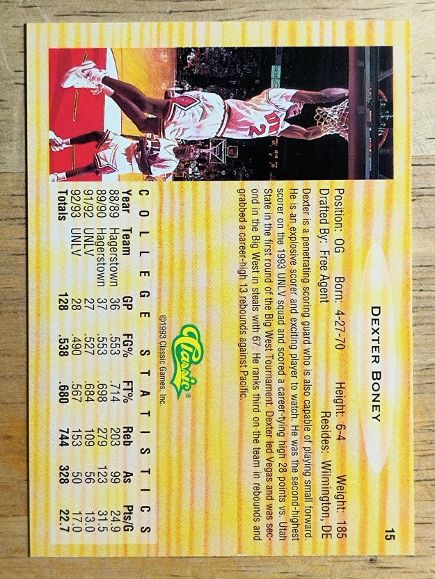 1993 Classic #15 Dexter Boney