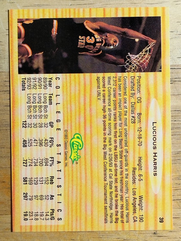 1993 Classic #39 Lucious Harris