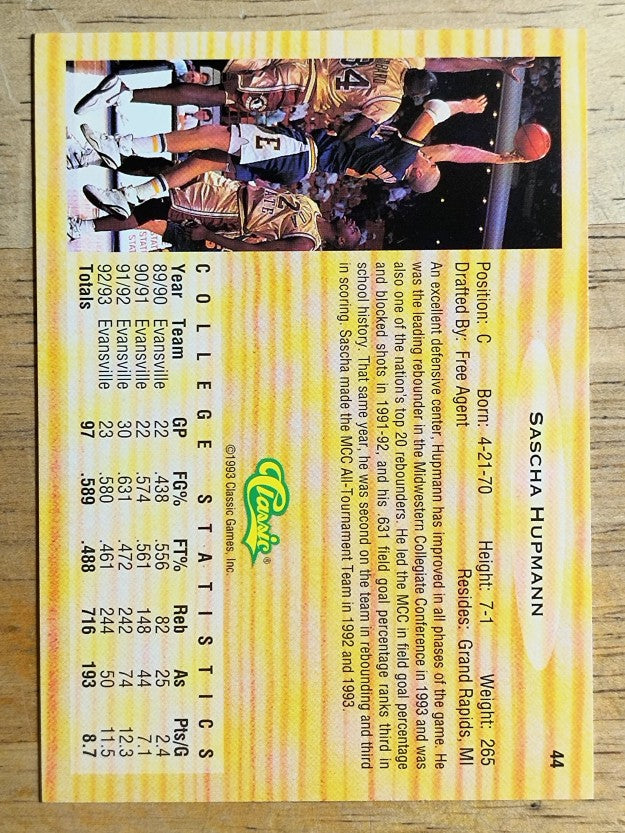 1993 Classic #44 Sascha Hupmann