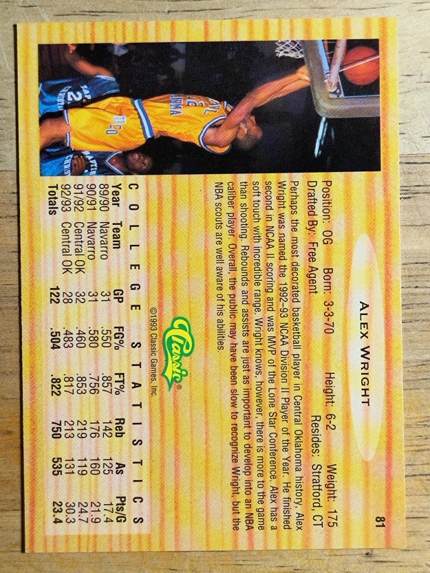 1993 Classic #81 Alex Wright