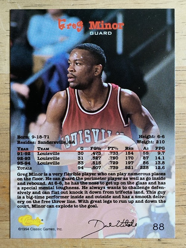 1994 Classic #88 Greg Minor