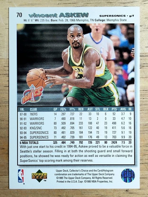 1995-96 Collector's Choice Player's Club #70 Vincent Askew