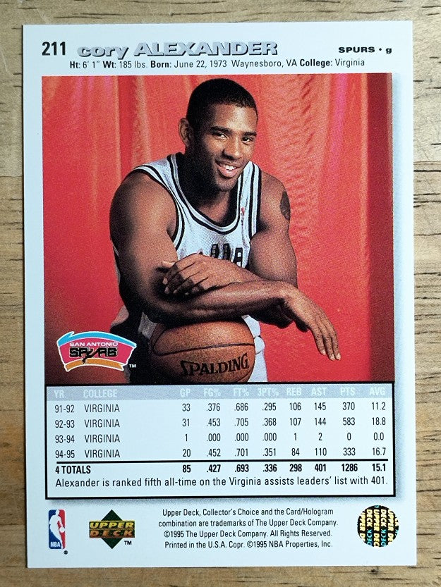 1995-96 Collector's Choice Player's Club #211 Cory Alexander