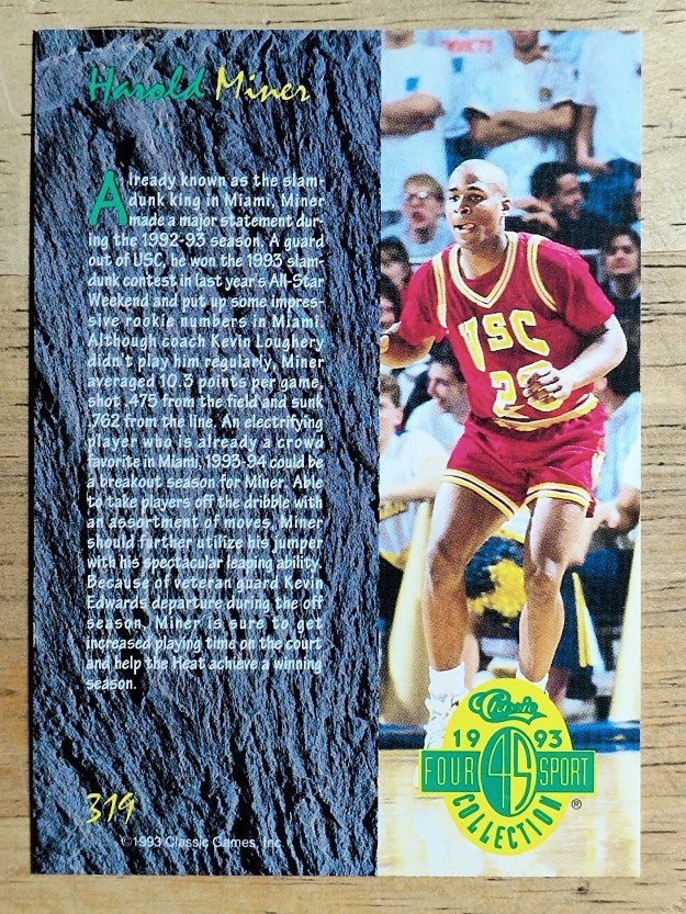 1993 Classic Four Sport #319 Harold Miner ART
