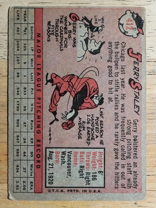 1958 Topps #412 Gerry Staley (VG)