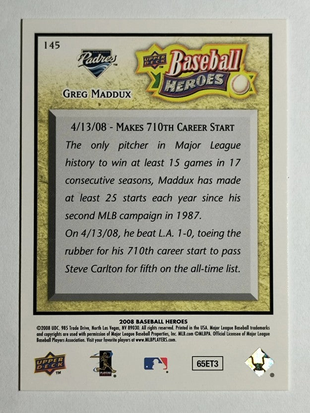 2008 Upper Deck Heroes #145 Greg Maddux
