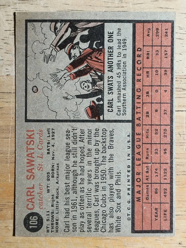 1962 Topps #106 Carl Sawatski (EX)