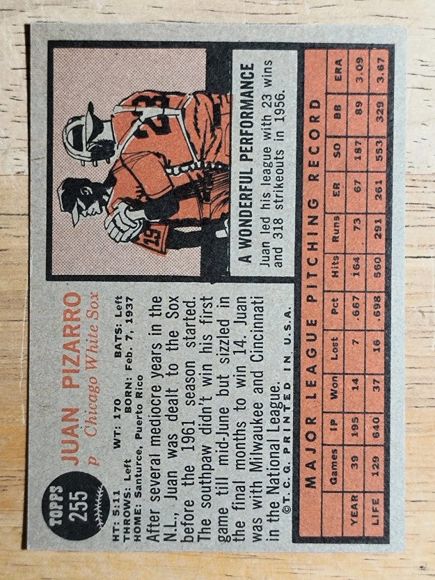 1962 Topps #255 Juan Pizarro (EXMT)