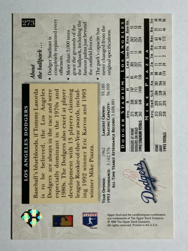 1994 Upper Deck Electric Diamond #273 Mike Piazza HFA