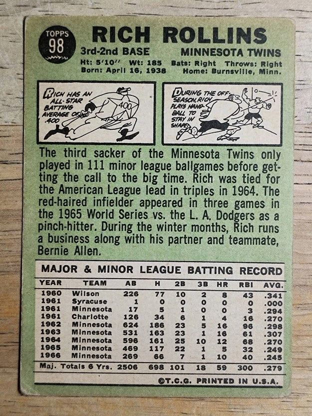 1967 Topps #98 Rich Rollins (VG)