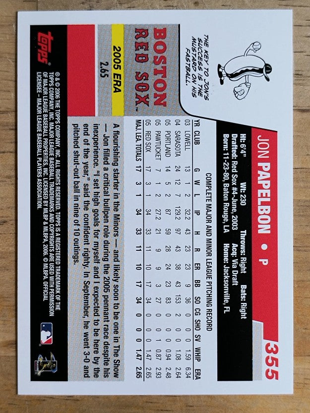 2006 Topps #355 Jon Papelbon