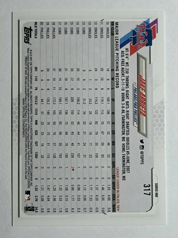 2021 Topps #317 Jake Arrieta