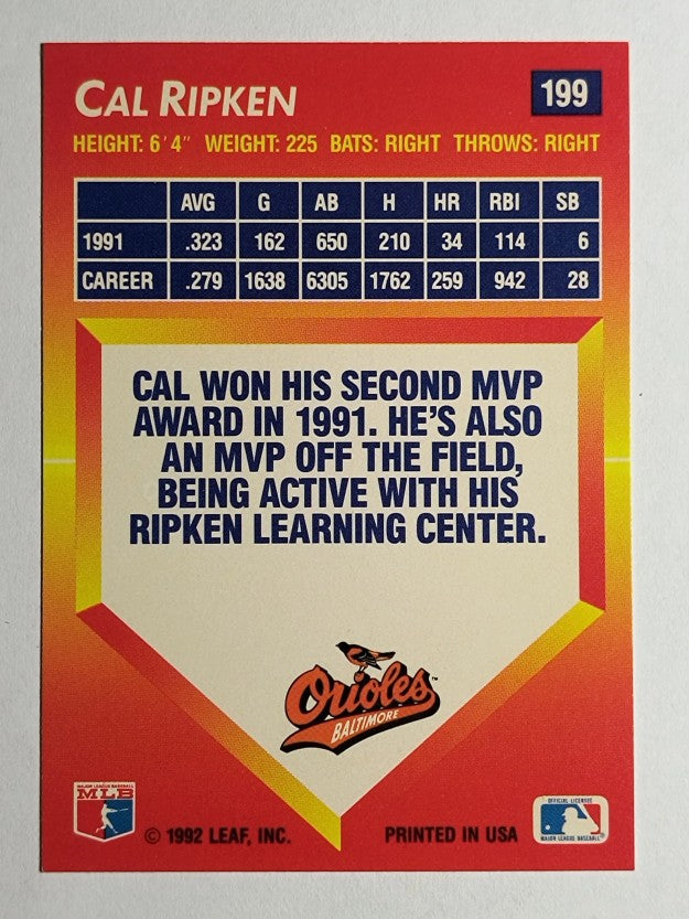1992 Triple Play #199 Cal Ripken