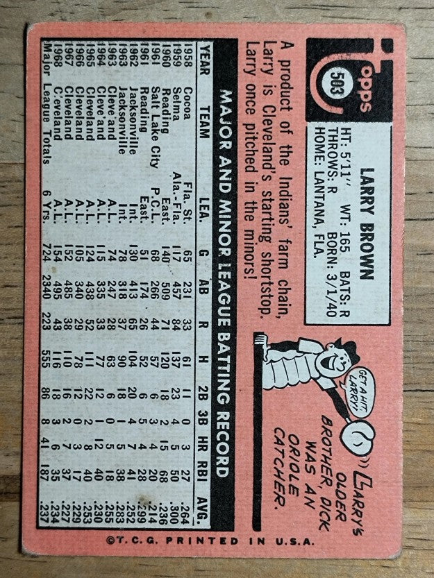 1969 Topps #503 Larry Brown (VG)