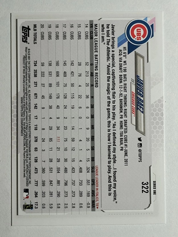 2021 Topps #322 Javier Baez