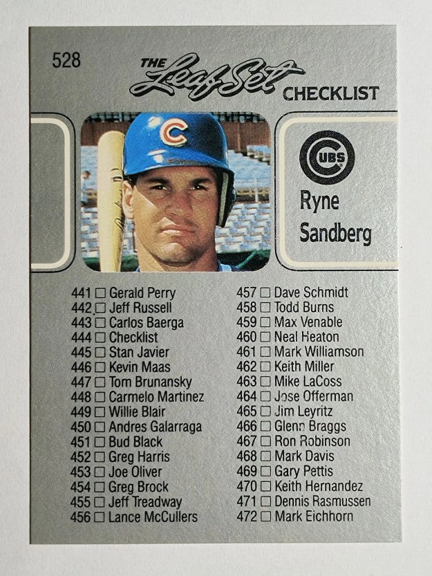 1990 Leaf #528 Ryne Sandberg CL
