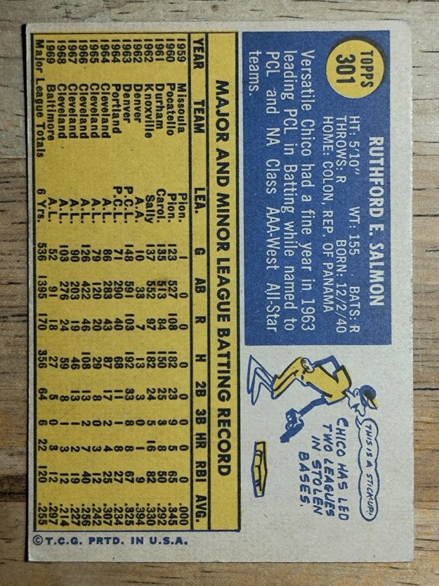 1970 Topps #301 Chico Salmon (EX)