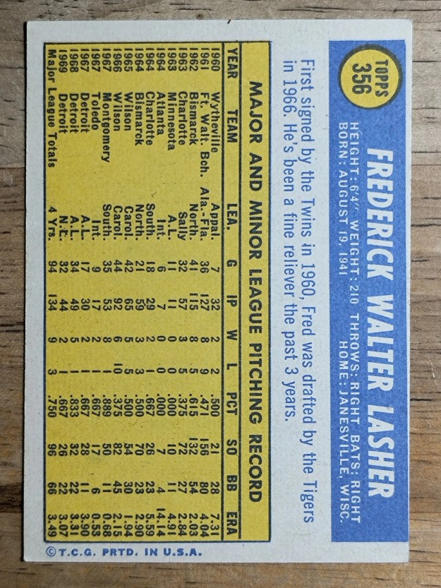 1970 Topps #356 Fred Lasher (EXMT)
