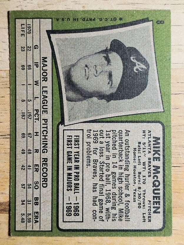 1971 Topps #8 Mike McQueen (VGEX)