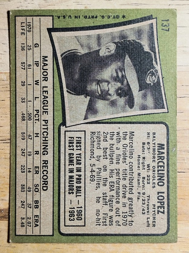 1971 Topps #137 Marcelino Lopez (VG)