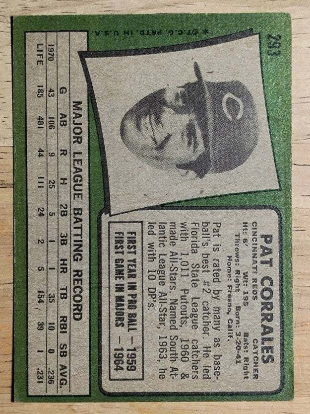 1971 Topps #293 Pat Corrales (VGEX)