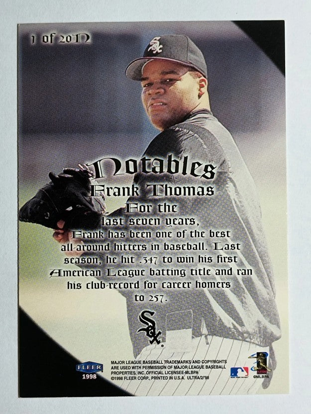 1998 Ultra Notables #1 Frank Thomas