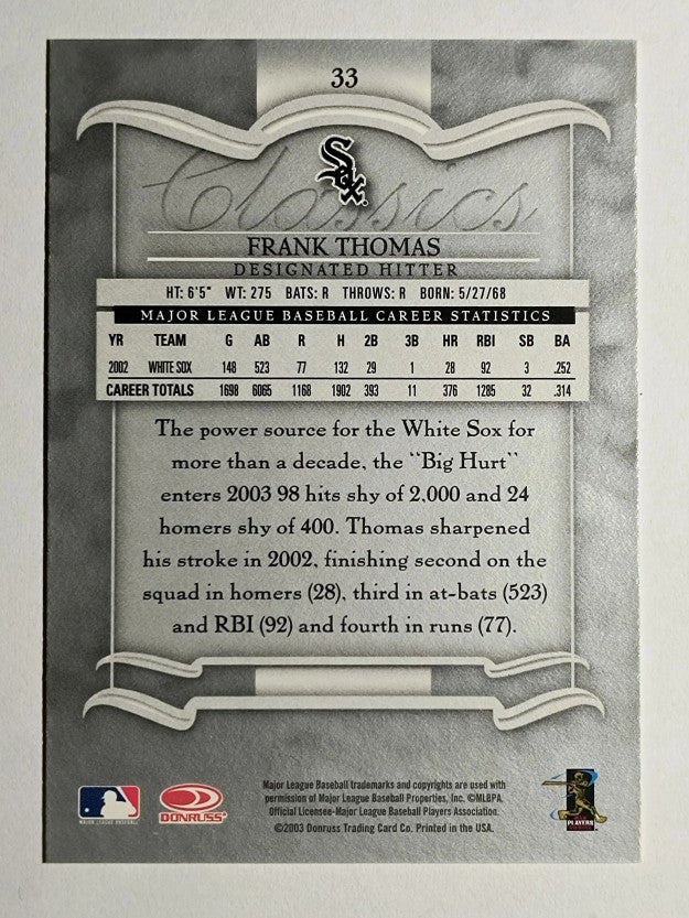 2003 Donruss Classics #33 Frank Thomas