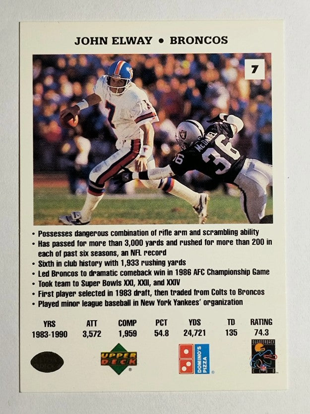 1991 Domino's Quarterbacks #7 John Elway