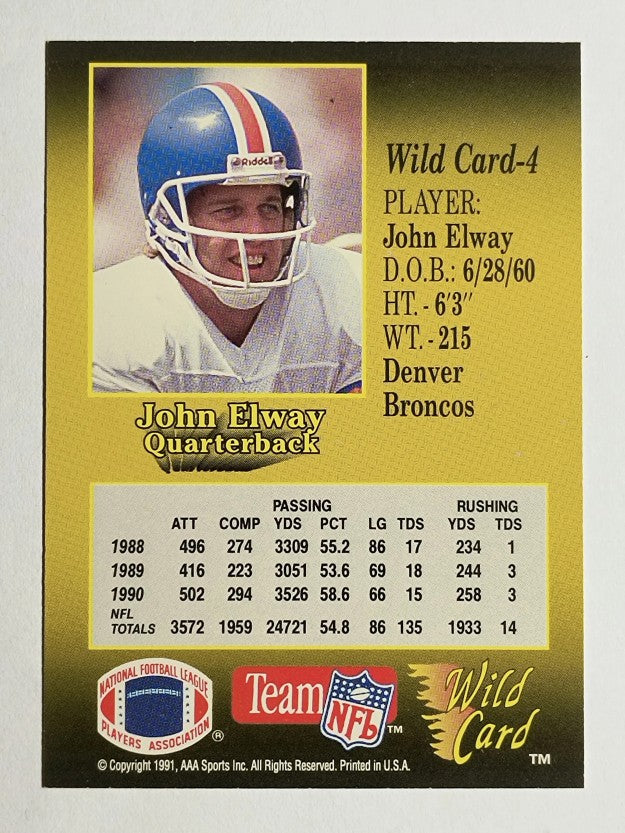 1991 Wild Card #4 John Elway