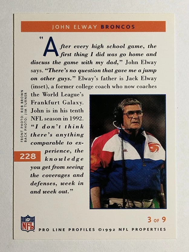1992 Pro Line Profiles #228 John Elway