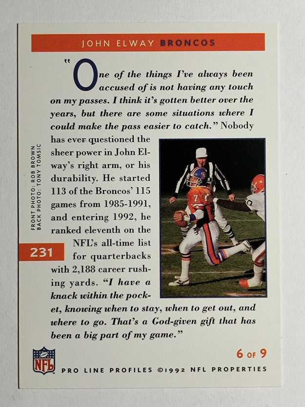 1992 Pro Line Profiles #231 John Elway