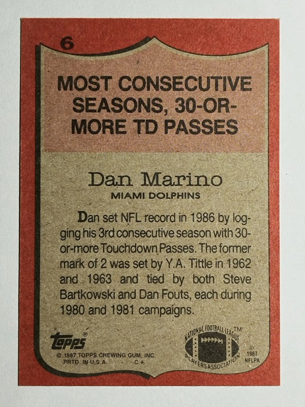 1987 Topps #6 Dan Marino RB