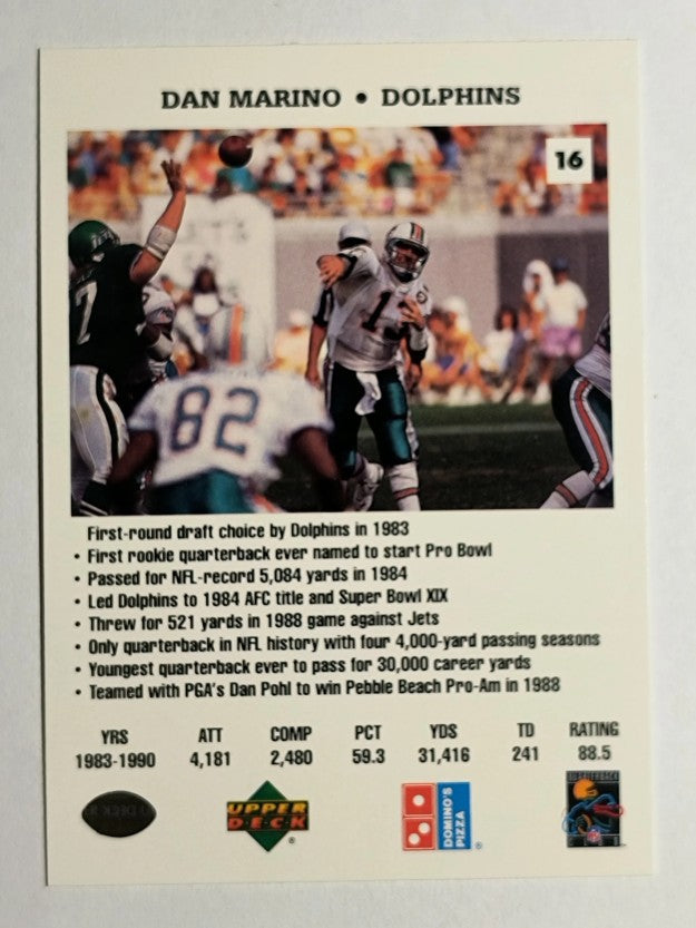 1991 Domino's Quarterbacks #16 Dan Marino