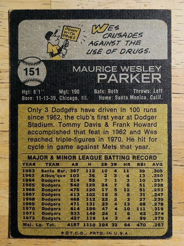 1973 Topps #151 Wes Parker (VGEX)