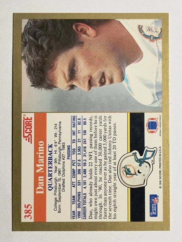 1991 Score #385 Dan Marino