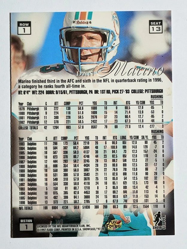 1997 Flair Showcase Row 1 #13 Dan Marino