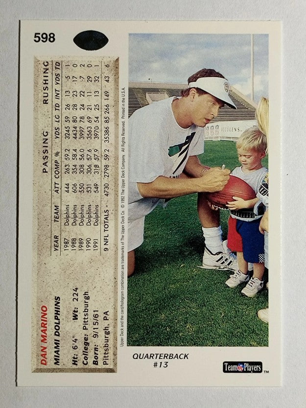 1992 Upper Deck #598 Dan Marino