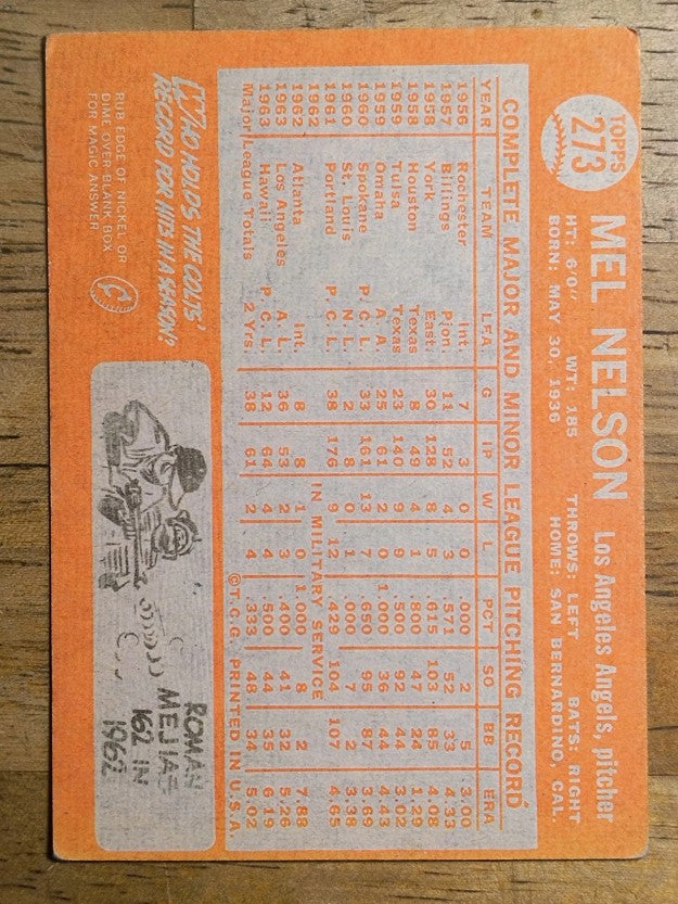 1964 Topps #273 Mel Nelson (GOOD)