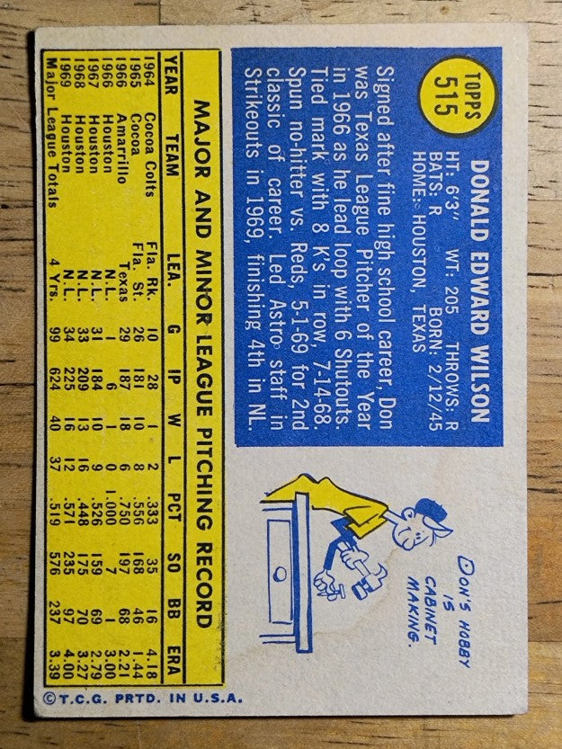 1970 Topps #515 Don Wilson (VG)