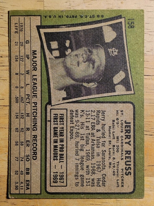 1971 Topps #158 Jerry Reuss (VG)